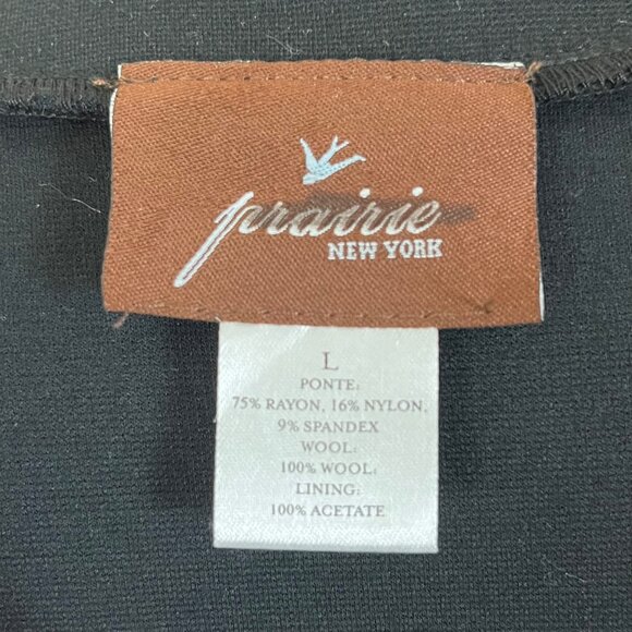 Prairie New York Black  Gray Pleated Wool Herringbone Dress Sleeveless Size LARG - Picture 7 of 7